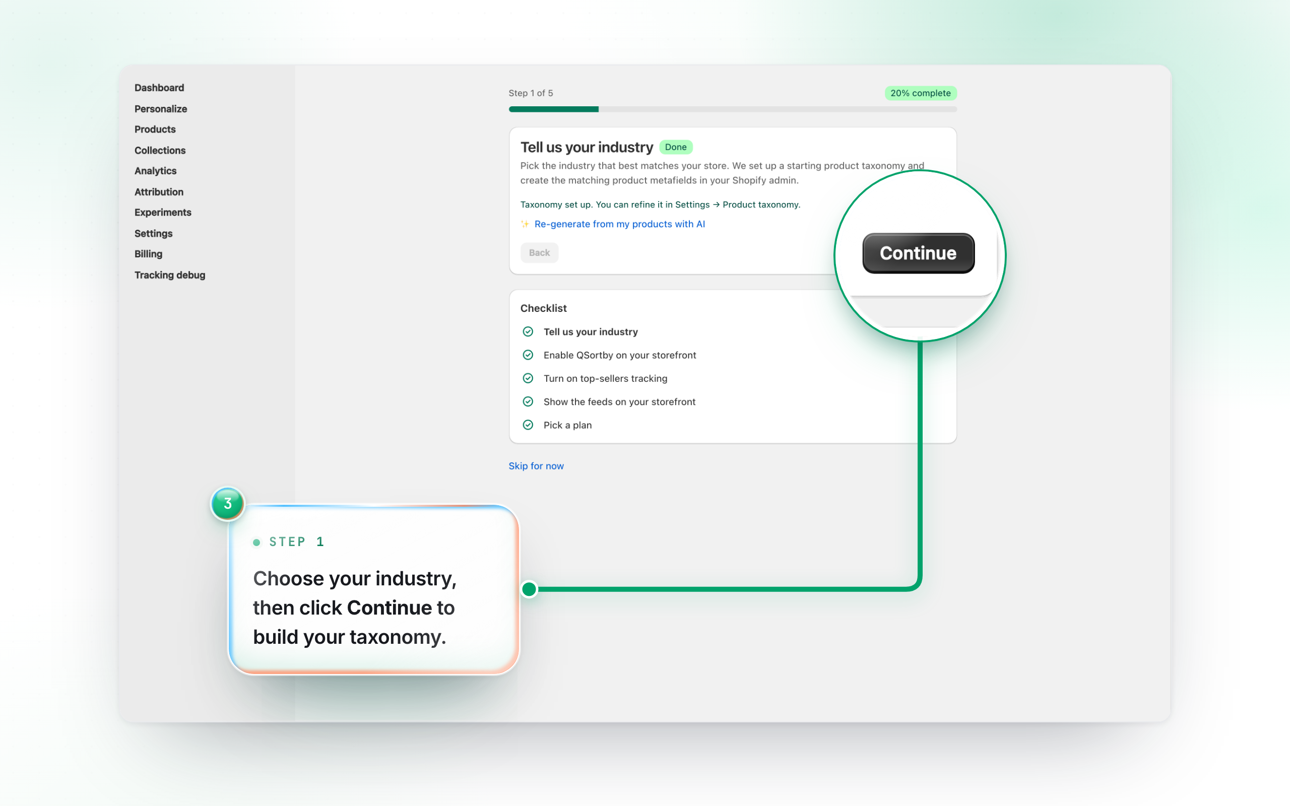 Step 1 — Tell us your industry