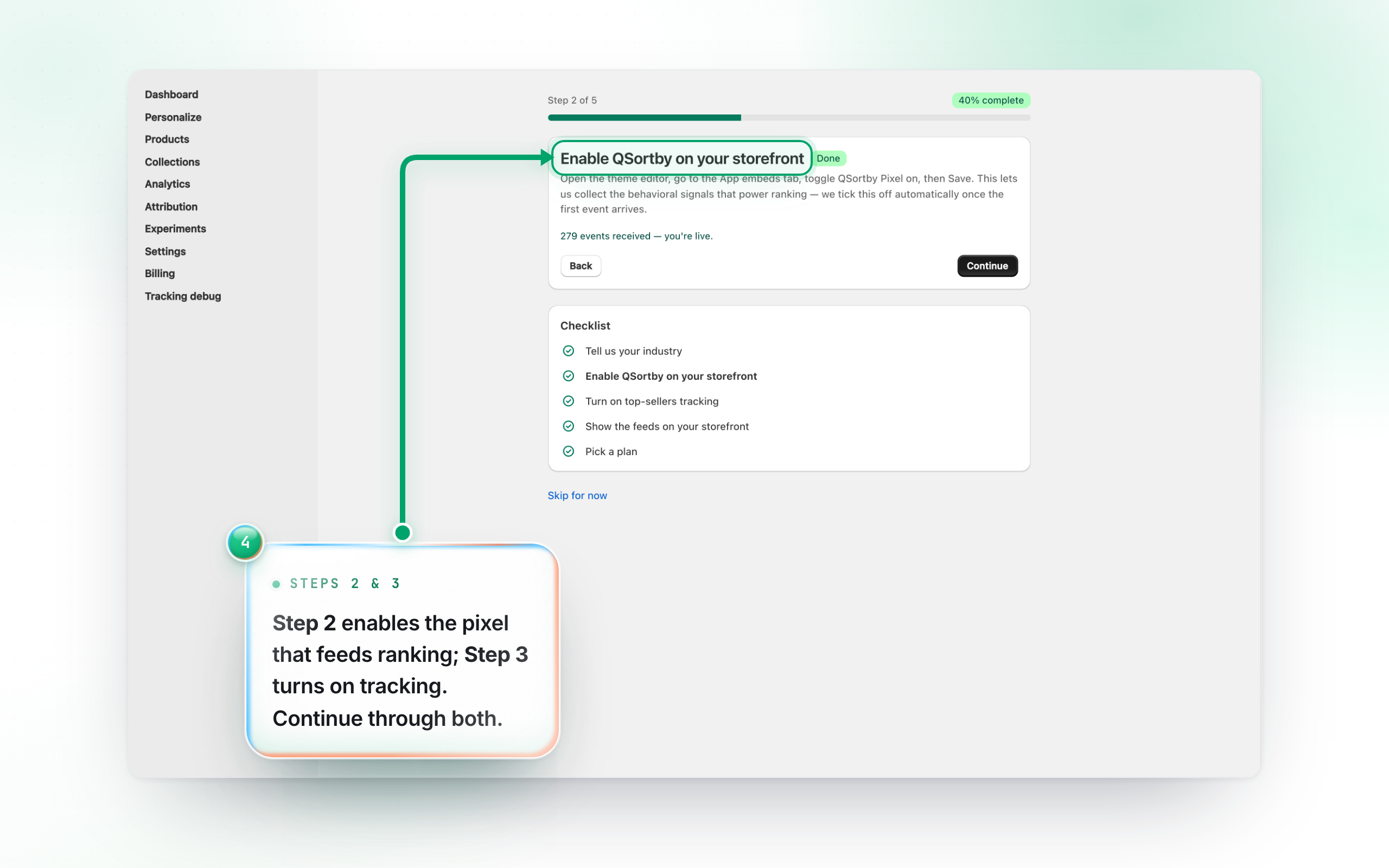 Steps 2 & 3 — Turn on tracking